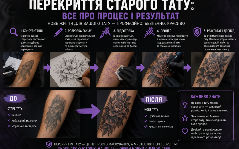 Перекриття старого тату: все про процес і результат